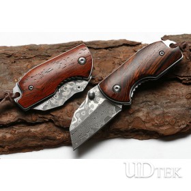 100% VG10 Damascus steel wood handle folding pocket knife UD4051821